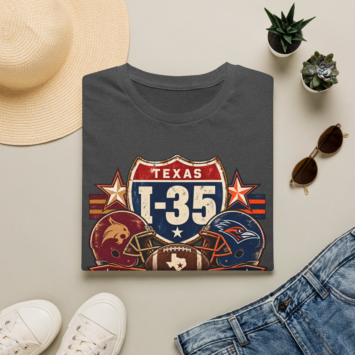 I-35 Texas Showdown Football T-Shirt – Texas State vs UTSA Game Day Tee
