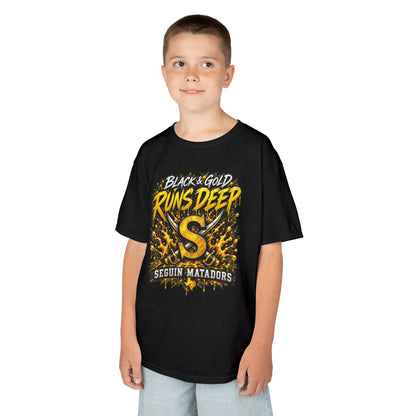 Kids T-Shirt — "Black & Gold Runs Deep" Seguin Matadors Tee