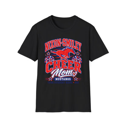 Nixon-Smiley Mustangs Cheer Mom T-Shirt — Personalized School Spirit Tee