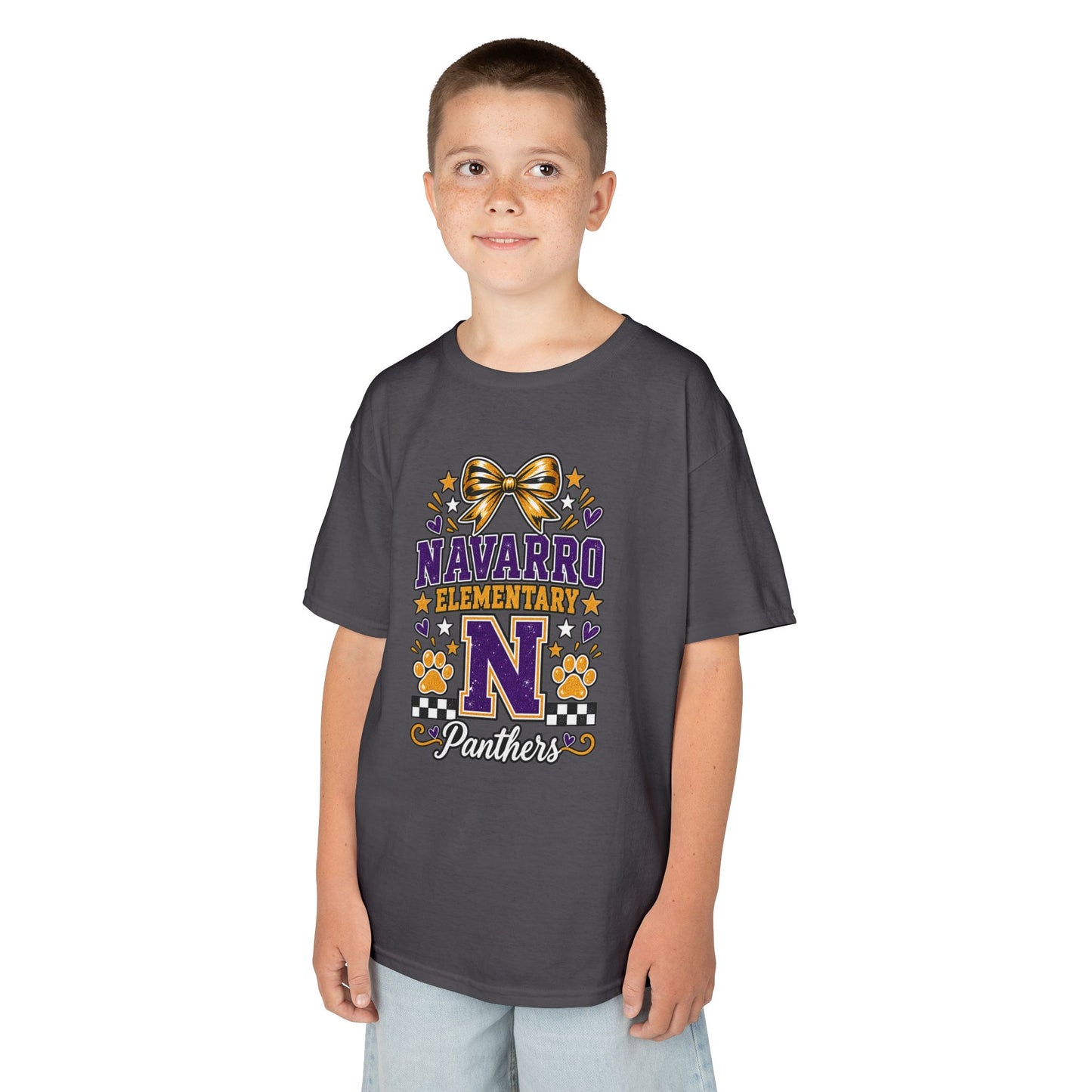 Kids Navarro Elementary Panthers T‑Shirt — Purple & Gold School Spirit Tee