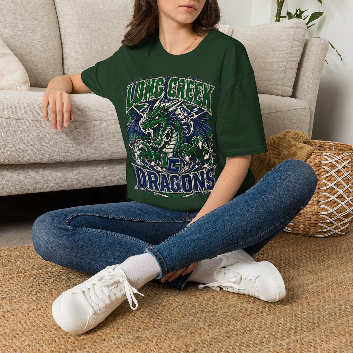 Long Creek Dragons T-Shirt — Vintage Green Dragon School Spirit Tee