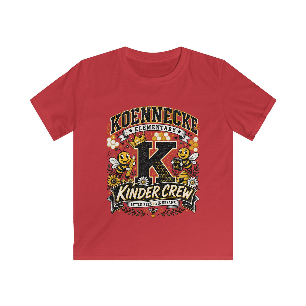 Kinder Crew Kids T‑Shirt — Kdennecke Elementary Kindergarten School Spirit Tee