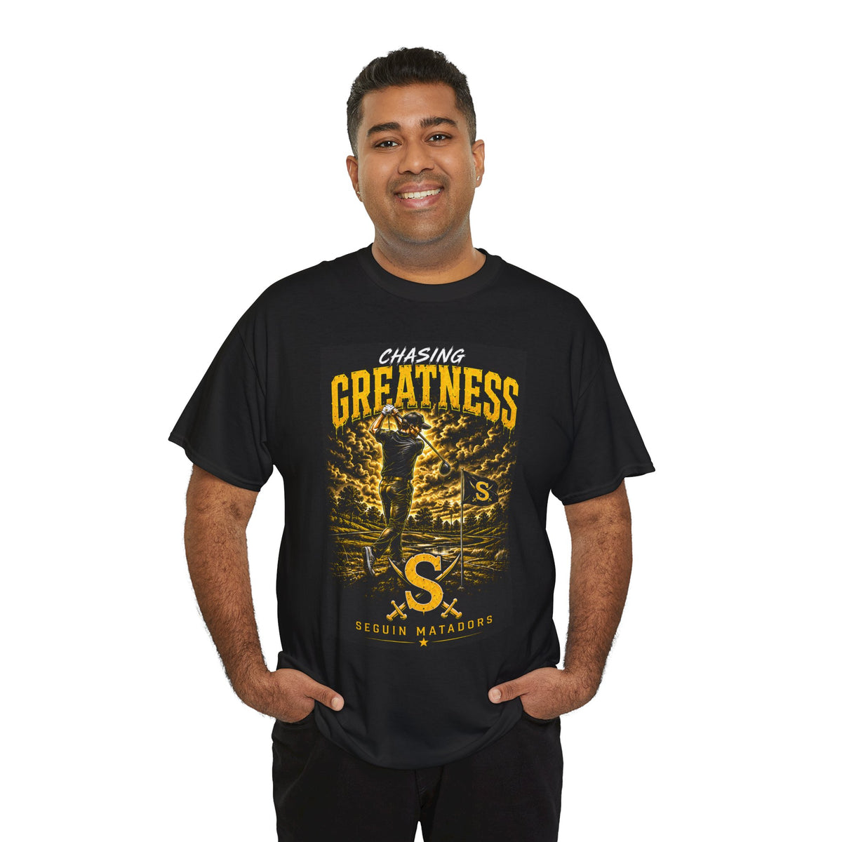 Chasing Greatness Tee — Seguin Matadors Baseball Graphic Shirt
