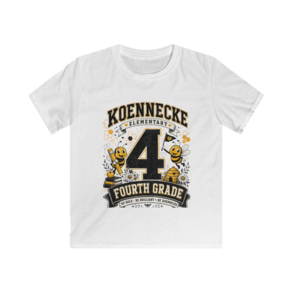 Koennecke Elementary Fourth Grade Kids T‑Shirt — '4 Fourth Grade' Bee School Tee