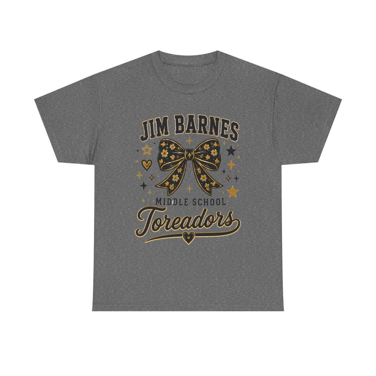 T-Shirt — Jim Barnes Middle School Toreadors Cheer Bow Design