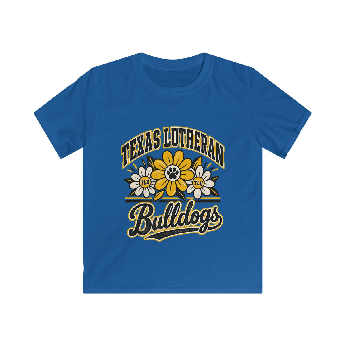 Texas Lutheran Bulldogs Kids T-Shirt — Floral Mascot Youth Tee
