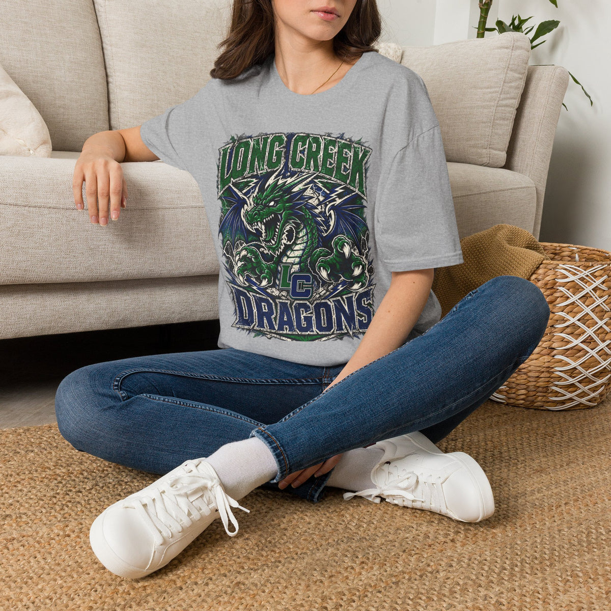 Long Creek Dragons T-Shirt — Vintage Green Dragon School Spirit Tee