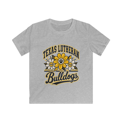 Texas Lutheran Bulldogs Kids T-Shirt — Floral Mascot Youth Tee