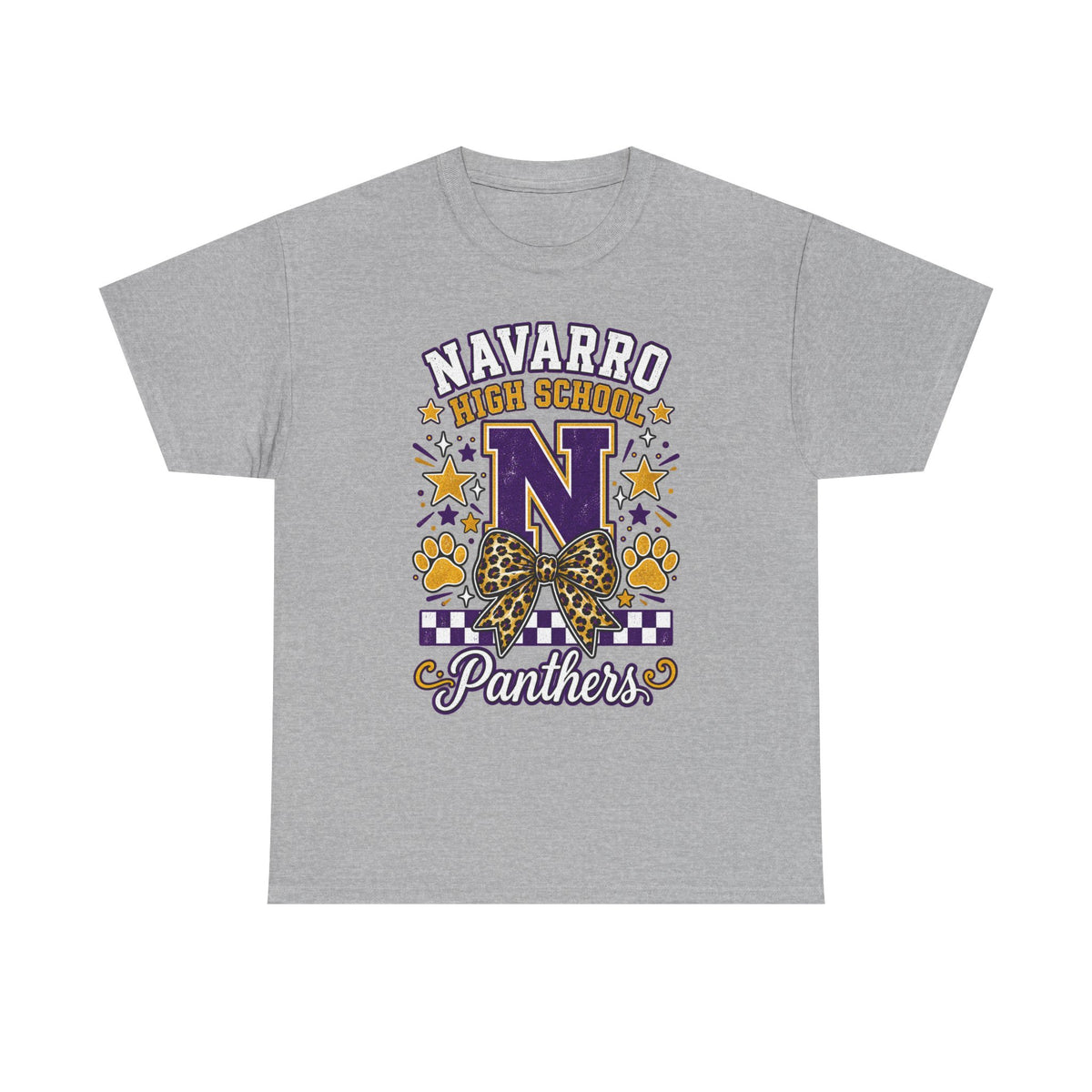 Navarro Panthers High School Tee — 'N' Leopard Ribbon Paw Print Design
