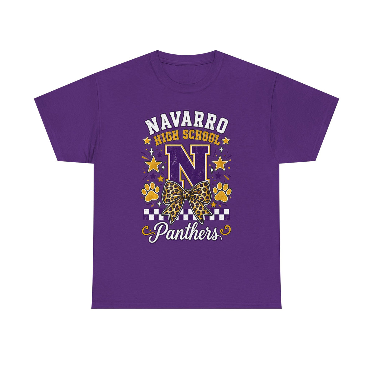 Navarro Panthers High School Tee — 'N' Leopard Ribbon Paw Print Design