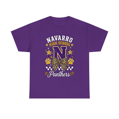 Navarro Panthers High School Tee — 'N' Leopard Ribbon Paw Print Design