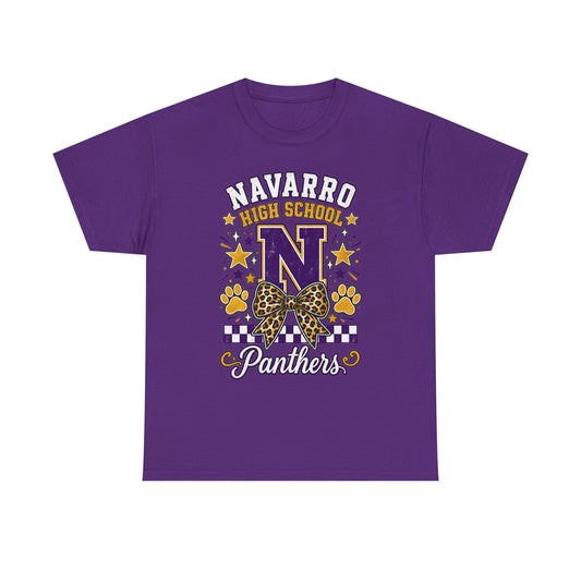 Navarro Panthers High School Tee — 'N' Leopard Ribbon Paw Print Design