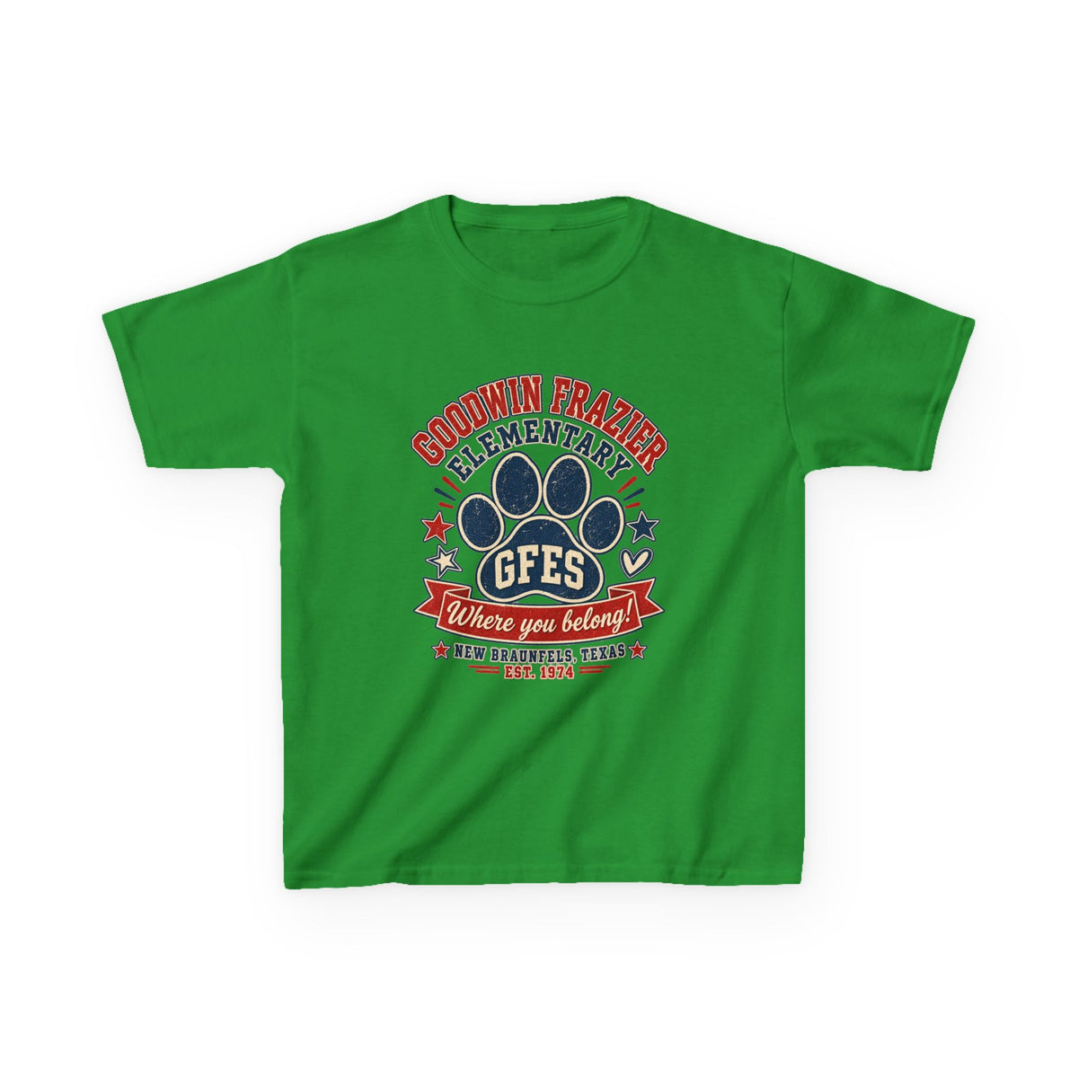 Kids Tee — Goodwin Frazier Elementary GFES Paw Print School Spirit Shirt