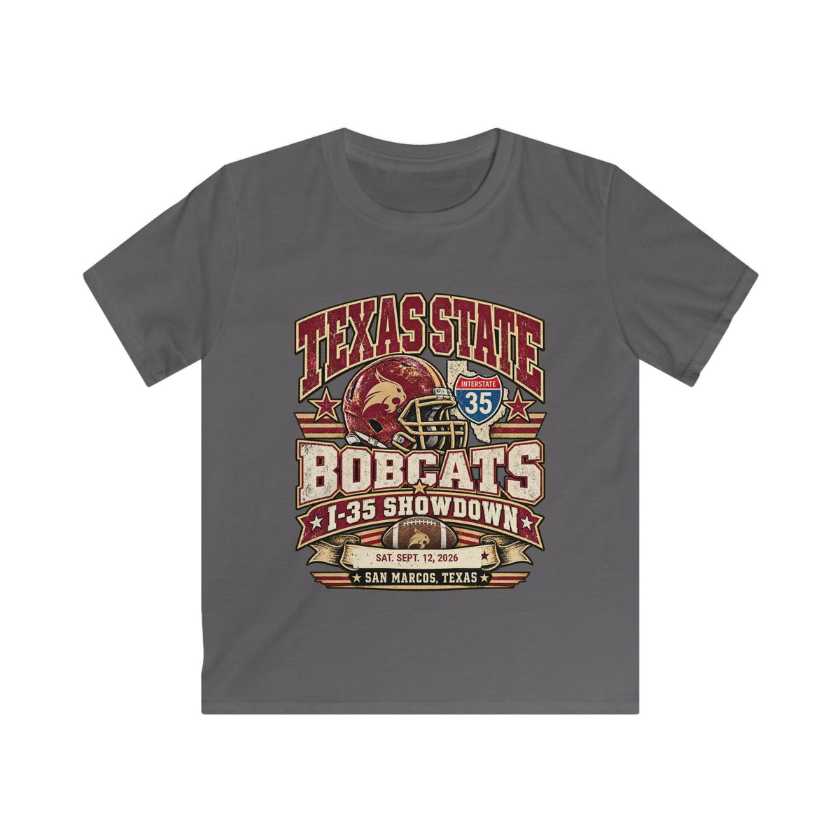 Texas State Bobcats Kids T‑Shirt — I-35 Showdown Football Tee (San Marcos, TX)