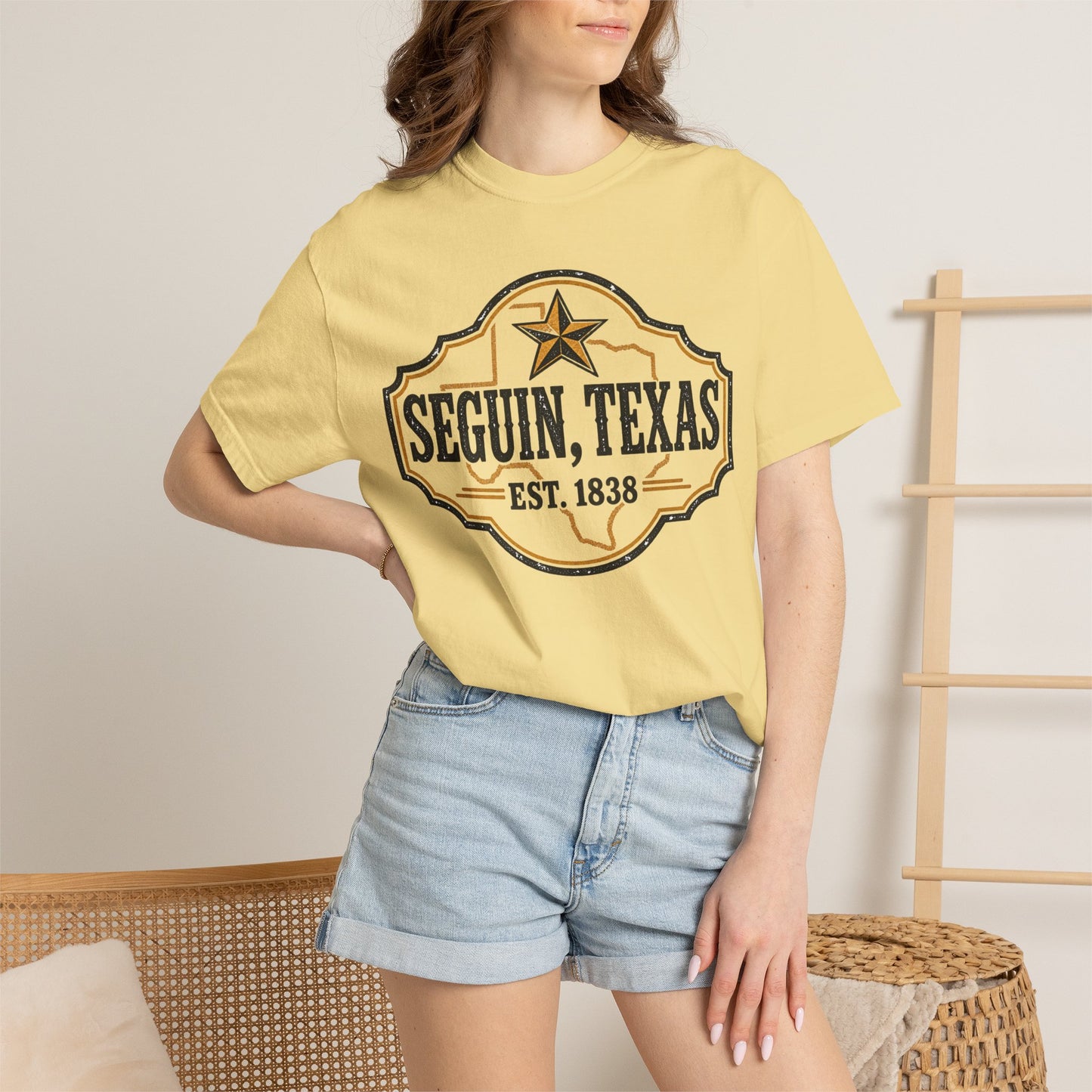 Seguin, Texas Vintage Badge T-Shirt — Est. 1838 Cotton Tee