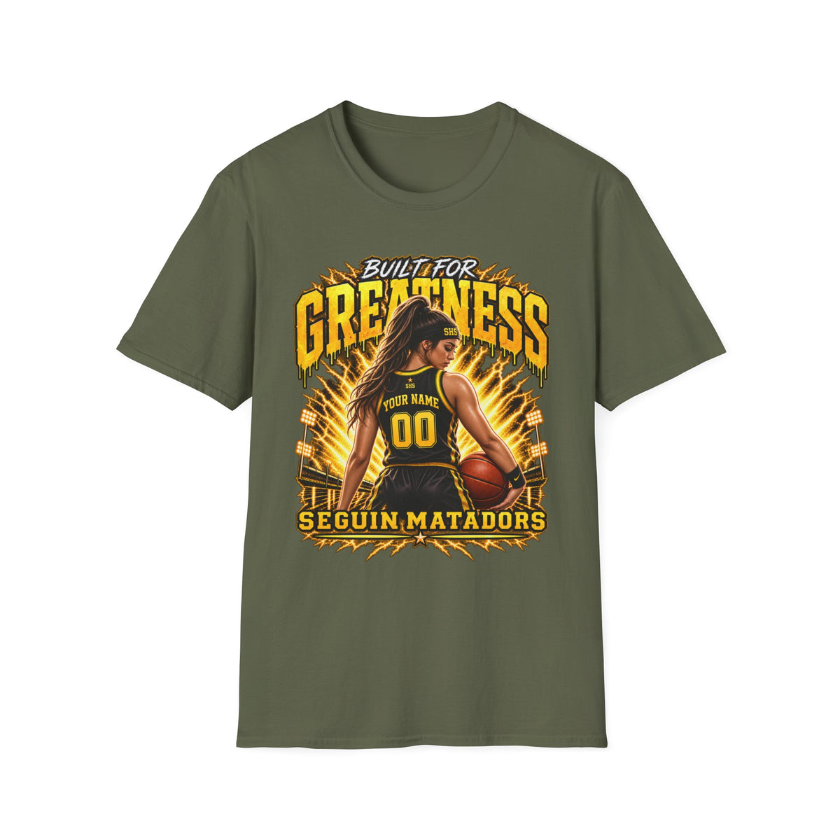 Custom Seguin Matador Girls Basketball Player Tee | Personalized Name & Jersey Number