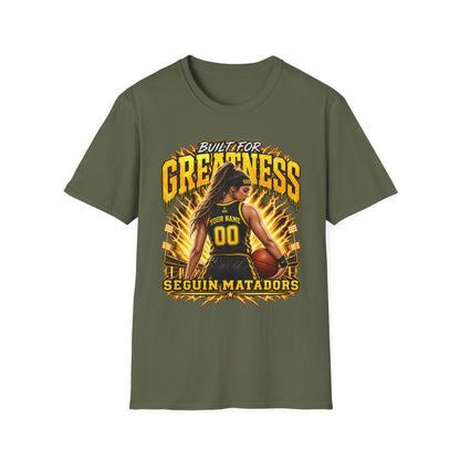 Custom Seguin Matador Girls Basketball Player Tee | Personalized Name & Jersey Number