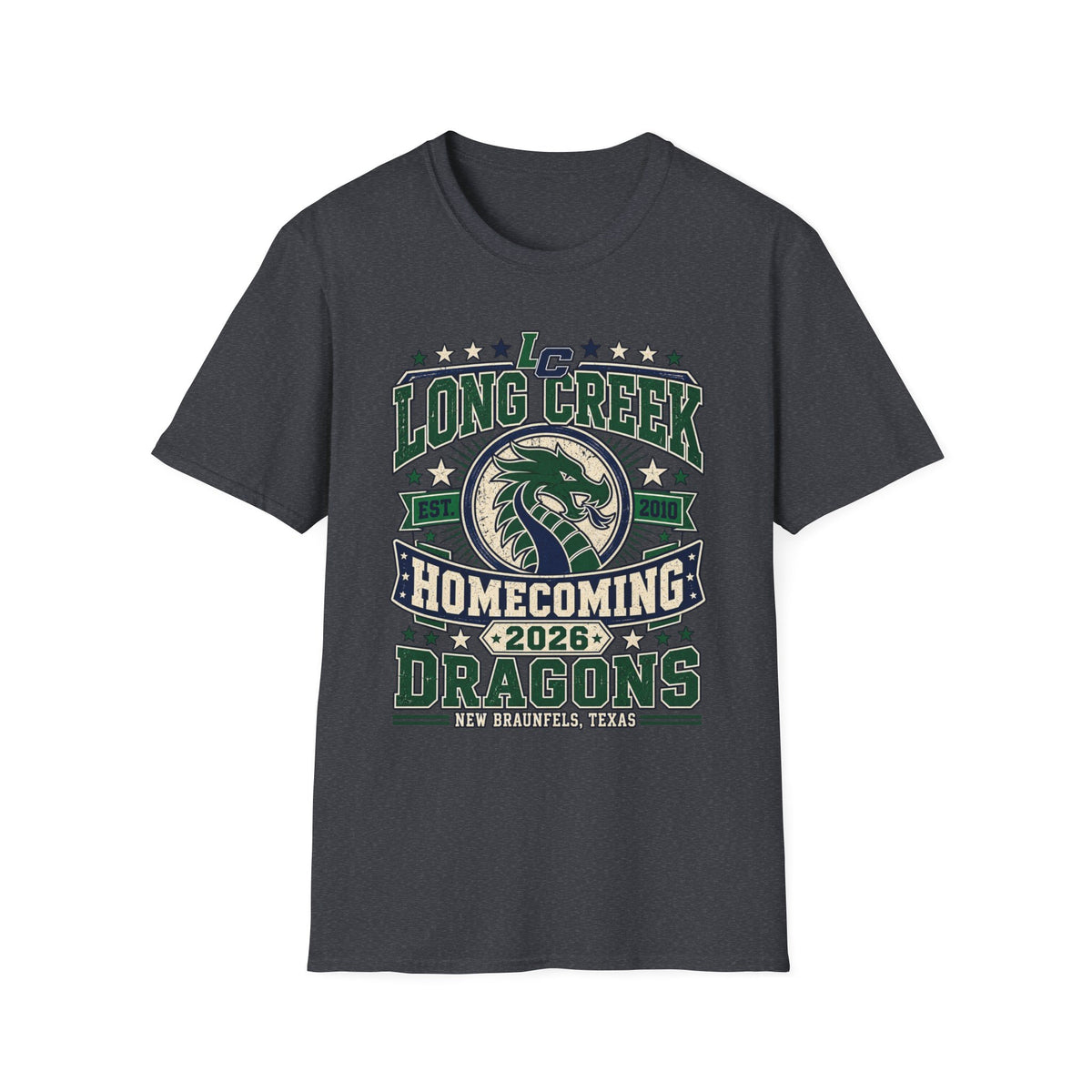 Long Creek Dragons Homecoming T-Shirt — School Spirit Tee (Est. 2020)