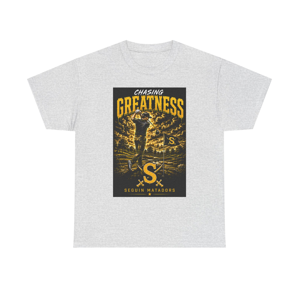 Chasing Greatness Tee — Seguin Matadors Baseball Graphic Shirt