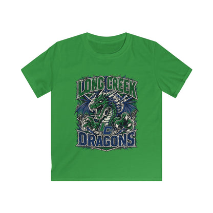 Long Creek Dragons Kids Tee — Green Fierce Dragon School Spirit Shirt