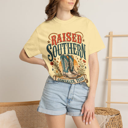 Raised Southern T-Shirt — Gonzales, Texas Retro Western Tee