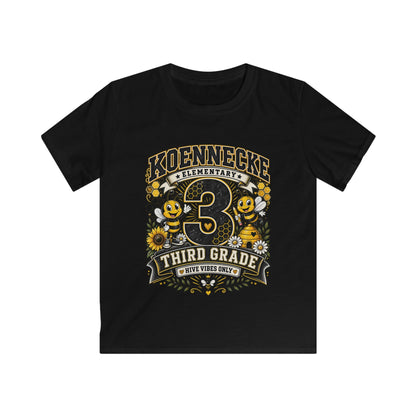 Third Grade Kids Tee - Koennecke Elementary 3rd Grade Sunflower Bee School Shirt