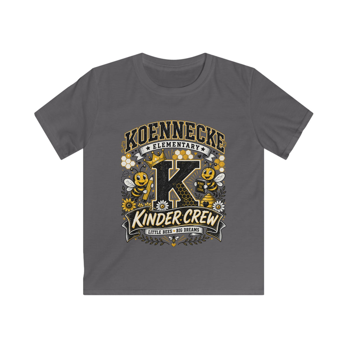 Kinder Crew Kids T‑Shirt — Kdennecke Elementary Kindergarten School Spirit Tee