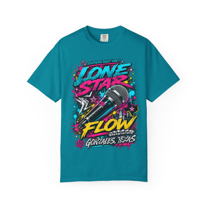 Lone Star Flow Microphone T-Shirt — Gonzales, Texas Retro Rap Tee