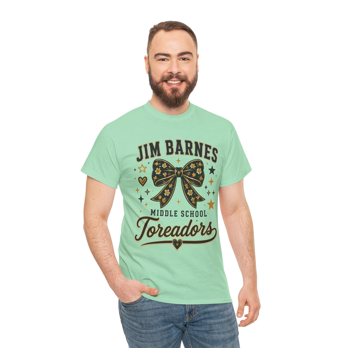 T-Shirt — Jim Barnes Middle School Toreadors Cheer Bow Design