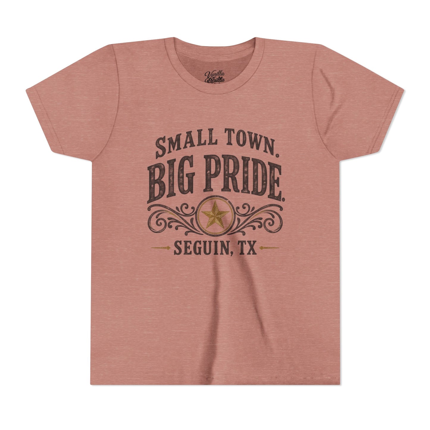 Youth Tee — "Small Town. Big Pride. Seguin, TX" Vintage Star