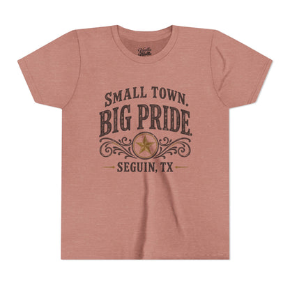 Youth Tee — "Small Town. Big Pride. Seguin, TX" Vintage Star