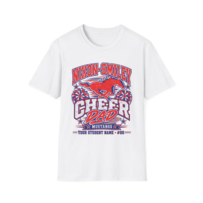 Nixon-Smiley Mustangs Cheer Dad T-Shirt — School Spirit Fan Tee