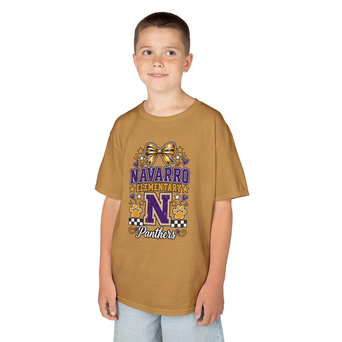 Kids Navarro Elementary Panthers T‑Shirt — Purple & Gold School Spirit Tee