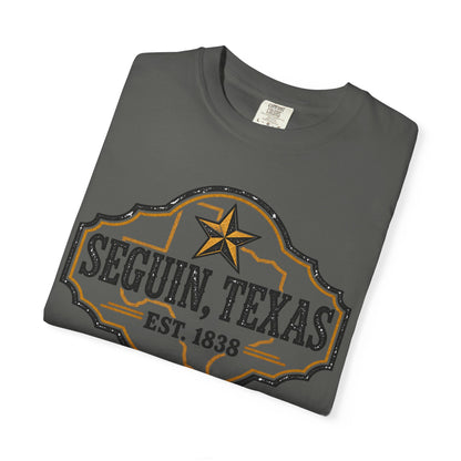 Seguin, Texas Vintage Badge T-Shirt — Est. 1838 Cotton Tee
