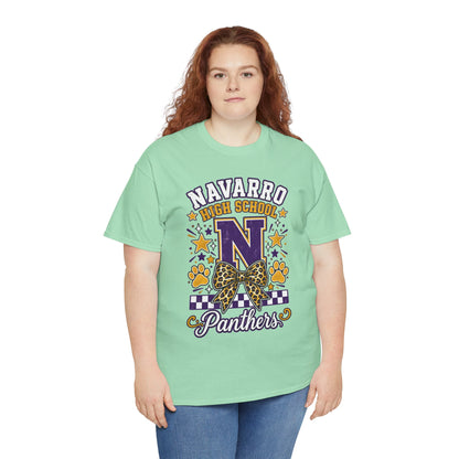 Navarro Panthers High School Tee — 'N' Leopard Ribbon Paw Print Design