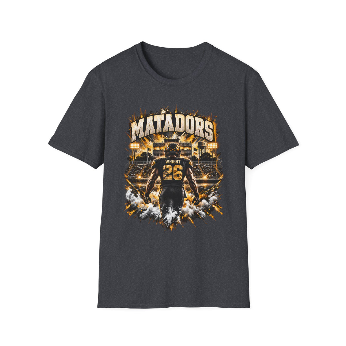 Matadors Football Player Graphic T-Shirt — Team Jersey Number 26 Fan Tee