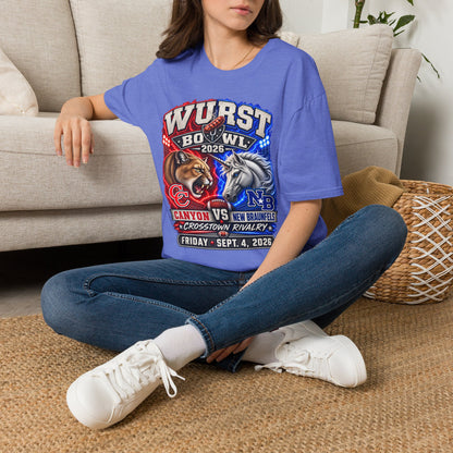 Wurst Bowl 2026 T‑Shirt — Rivalry Game Day Tee (Sausage vs. Unicorn)