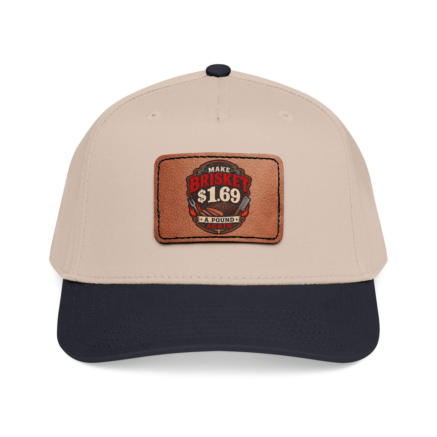 VSA Brisket Mid Profile Baseball Cap with Leather Patch (Rectangle)