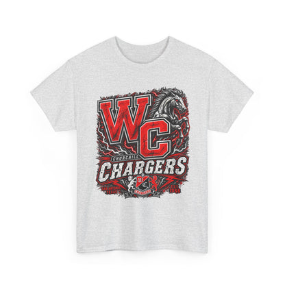 Chargers WC Mascot T-Shirt — Bold Red & Black School Spirit Tee