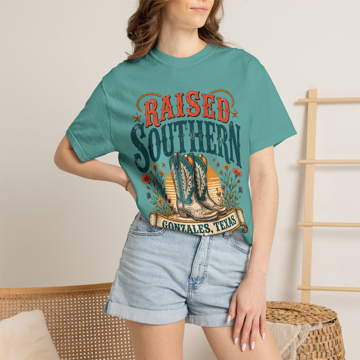 Raised Southern T-Shirt — Gonzales, Texas Retro Western Tee