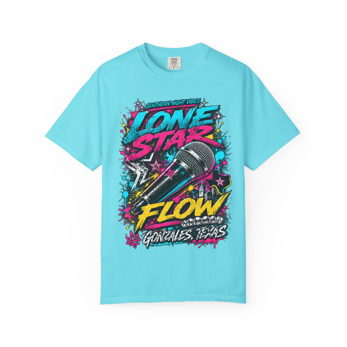 Lone Star Flow Microphone T-Shirt — Gonzales, Texas Retro Rap Tee