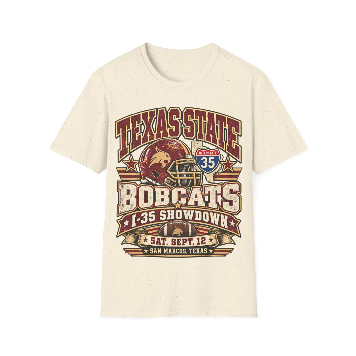 Texas State Bobcats Football T‑Shirt – I‑35 Showdown Game Day Tee