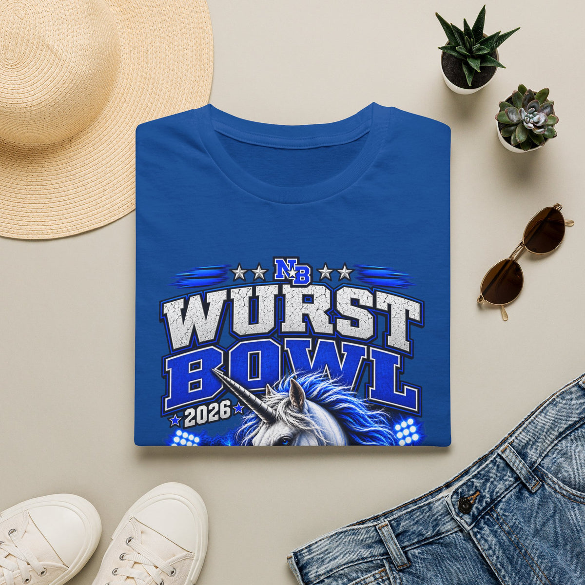 Wurst Bowl T-Shirt — New Braunfels 2026 Unicorn Football Event Tee