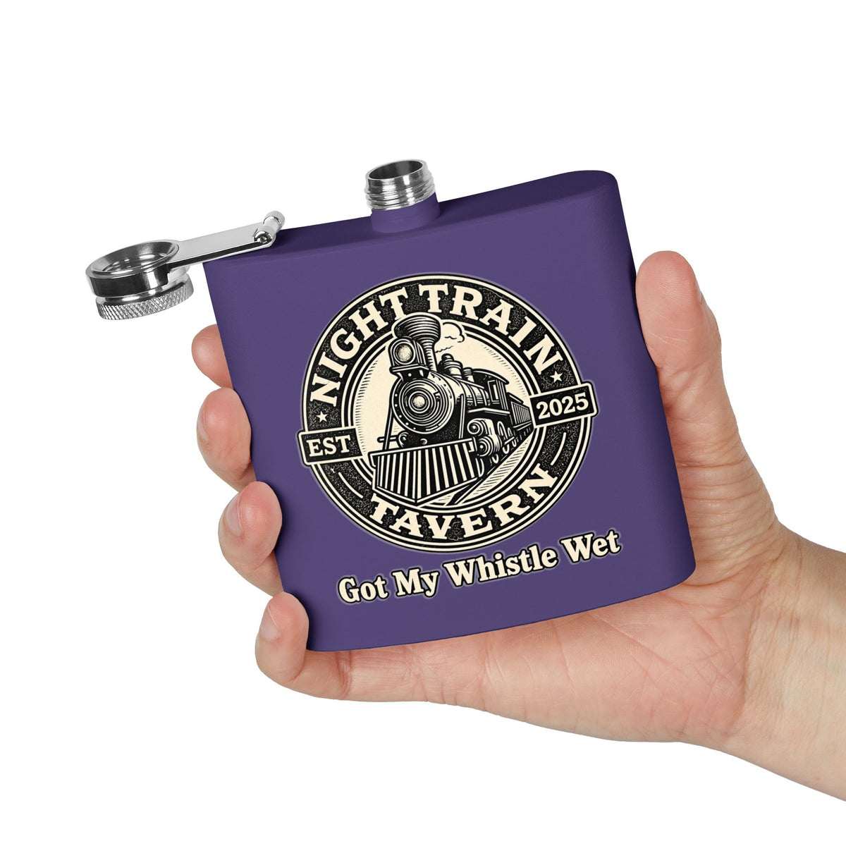 Night Train Stainless Steel Flask, 6oz