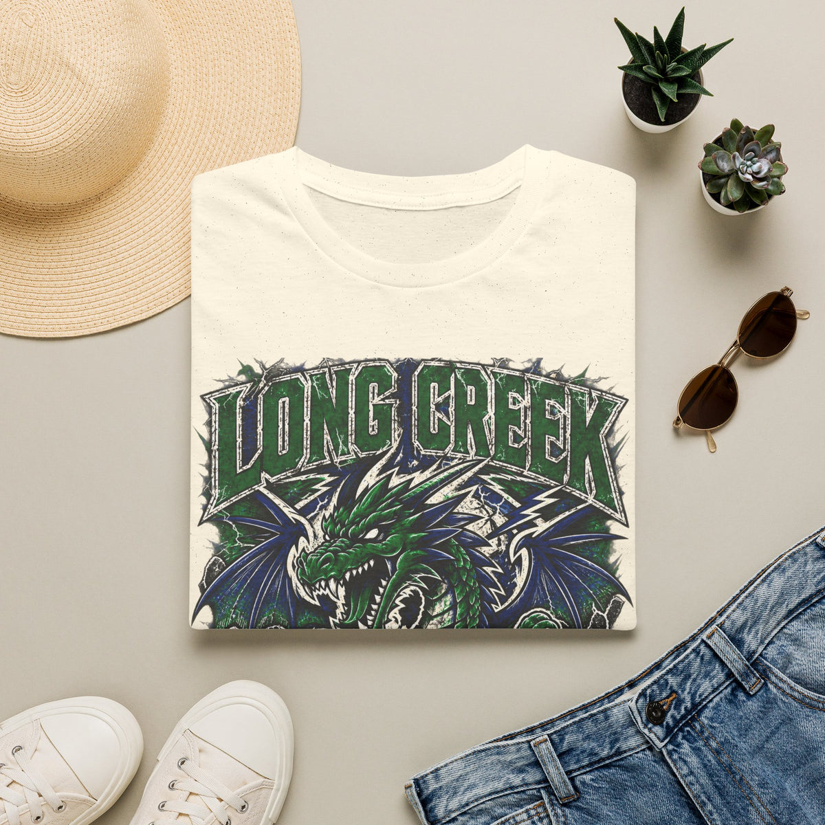Long Creek Dragons T-Shirt — Vintage Green Dragon School Spirit Tee