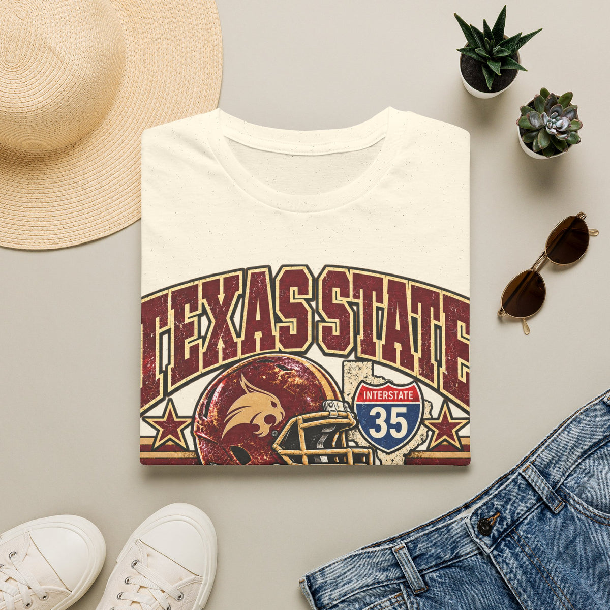 Texas State Bobcats Football T‑Shirt – I‑35 Showdown Game Day Tee