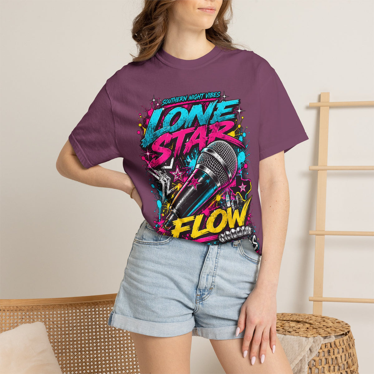 Lone Star Flow Microphone T-Shirt — Gonzales, Texas Retro Rap Tee