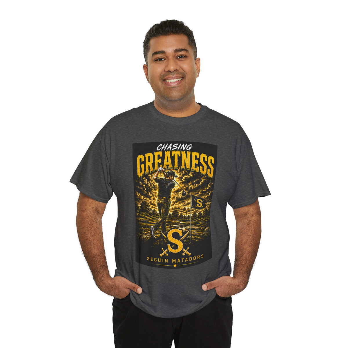 Chasing Greatness Tee — Seguin Matadors Baseball Graphic Shirt