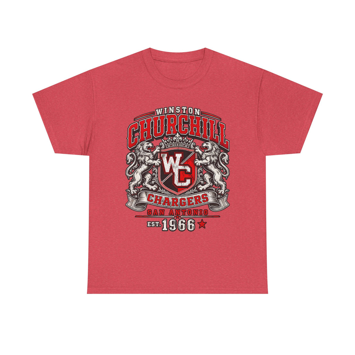 Churchill Chargers Vintage Crest T-Shirt — Winston Churchill 1966 School Spirit Tee