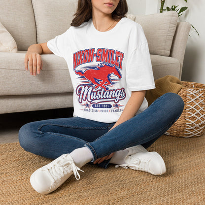 Nixon-Smiley Mustangs Tee — Retro School Mascot T-Shirt
